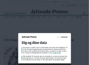 How jyllands-posten.dk looks like on a tablet such as an iPad.