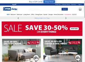 How jysk.com.kw looks like on a tablet such as an iPad.