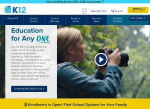 How k12.com looks like on a tablet such as an iPad.