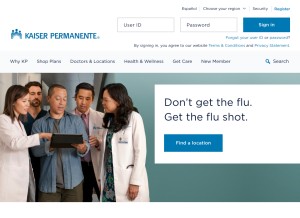 How kaiserpermanente.org looks like on a tablet such as an iPad.