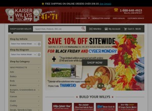How kaiserwillys.com looks like on a tablet such as an iPad.