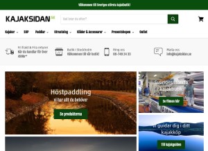 How kajaksidan.se looks like on a tablet such as an iPad.