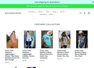 How kalidascopes.com looks like on a tablet such as an iPad.
