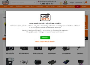 How kamera-express.nl looks like on a tablet such as an iPad.