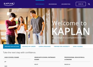 How kaplan.com looks like on a tablet such as an iPad.