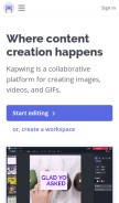How kapwing.com looks like on a mobile device such as an iPhone.