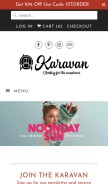 How karavanclothing.com looks like on a mobile device such as an iPhone.