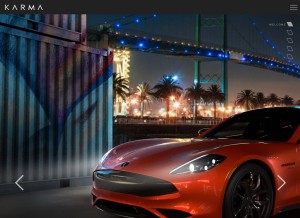 How karmaautomotive.com looks like on a tablet such as an iPad.