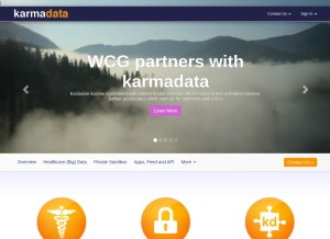 How karmadata.com looks like on a tablet such as an iPad.