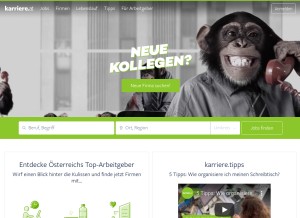 How karriere.at looks like on a tablet such as an iPad.