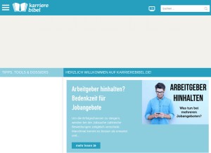 How karrierebibel.de looks like on a tablet such as an iPad.