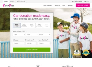 How kars4kids.org looks like on a tablet such as an iPad.
