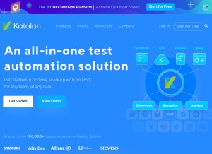 How katalon.com looks like on a tablet such as an iPad.