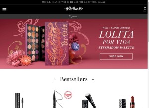 How katvondbeauty.com looks like on a tablet such as an iPad.