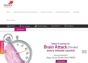 How kauveryhospital.com looks like on a tablet such as an iPad.