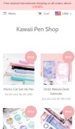 How kawaiipenshop.com looks like on a mobile device such as an iPhone.
