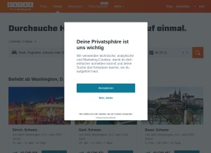 How kayak.ch looks like on a tablet such as an iPad.