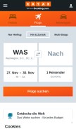 How kayak.de looks like on a mobile device such as an iPhone.
