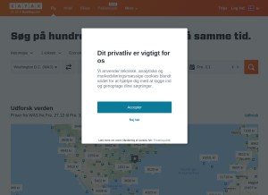 How kayak.dk looks like on a tablet such as an iPad.