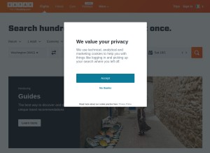 How kayak.ie looks like on a tablet such as an iPad.