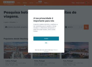 How kayak.pt looks like on a tablet such as an iPad.