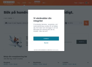 How kayak.se looks like on a tablet such as an iPad.