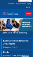 How kckcc.edu looks like on a mobile device such as an iPhone.