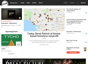 How kcrw.com looks like on a tablet such as an iPad.