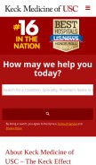 How keckmedicine.org looks like on a mobile device such as an iPhone.