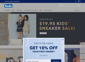 How keds.com looks like on a tablet such as an iPad.