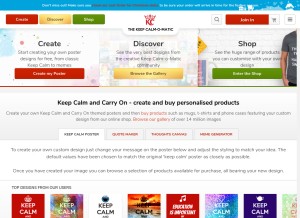 How keepcalms.com looks like on a tablet such as an iPad.