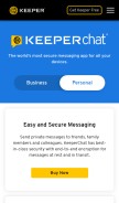 How keeperchat.com looks like on a mobile device such as an iPhone.