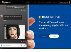 How keeperchat.com looks like on a tablet such as an iPad.