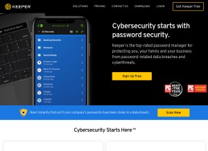 How keepersecurity.com looks like on a tablet such as an iPad.