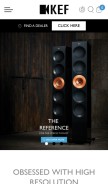 How kef.com looks like on a mobile device such as an iPhone.