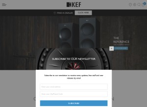 How kef.com looks like on a tablet such as an iPad.