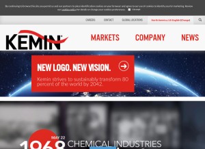 How kemin.com looks like on a tablet such as an iPad.