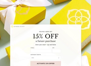 How kendrascott.com looks like on a tablet such as an iPad.