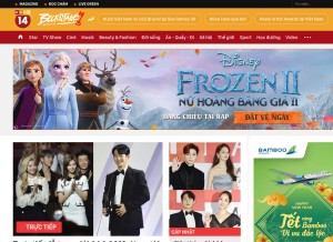 How kenh14.vn looks like on a tablet such as an iPad.