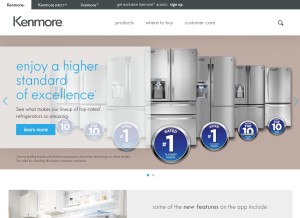 How kenmore.com looks like on a tablet such as an iPad.