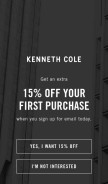 How kennethcole.com looks like on a mobile device such as an iPhone.