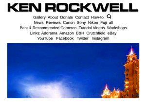 How kenrockwell.com looks like on a tablet such as an iPad.