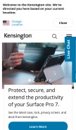 How kensington.com looks like on a mobile device such as an iPhone.