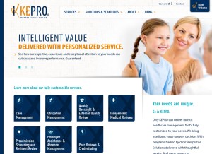 How kepro.com looks like on a tablet such as an iPad.