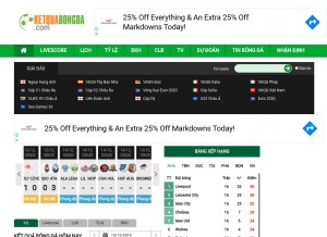How ketquabongda.com looks like on a tablet such as an iPad.
