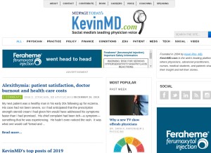 How kevinmd.com looks like on a tablet such as an iPad.