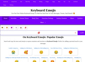 How keyboardemojis.com looks like on a tablet such as an iPad.