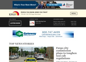 How kfgo.com looks like on a tablet such as an iPad.
