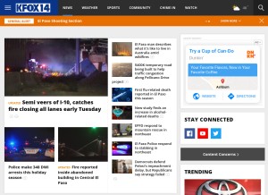 How kfoxtv.com looks like on a tablet such as an iPad.