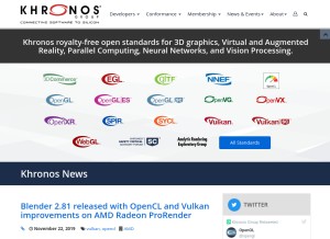 How khronos.org looks like on a tablet such as an iPad.